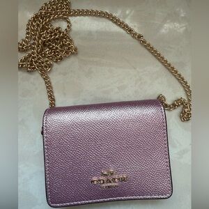 Coach Metallic Pink Mini Wallet on a Chain